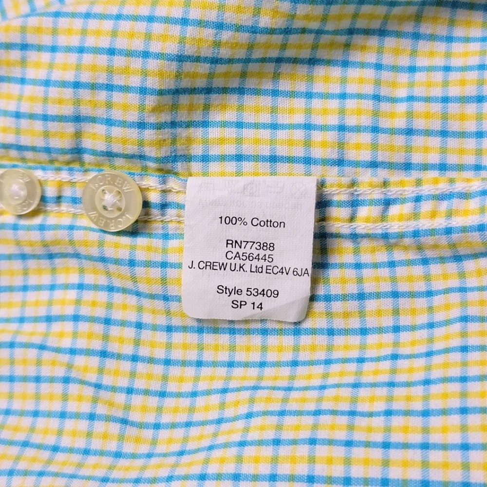 J. Crew Yellow & Light Blue Plaid Long Sleeve Button-Down Shirt M - Picture 5 of 6